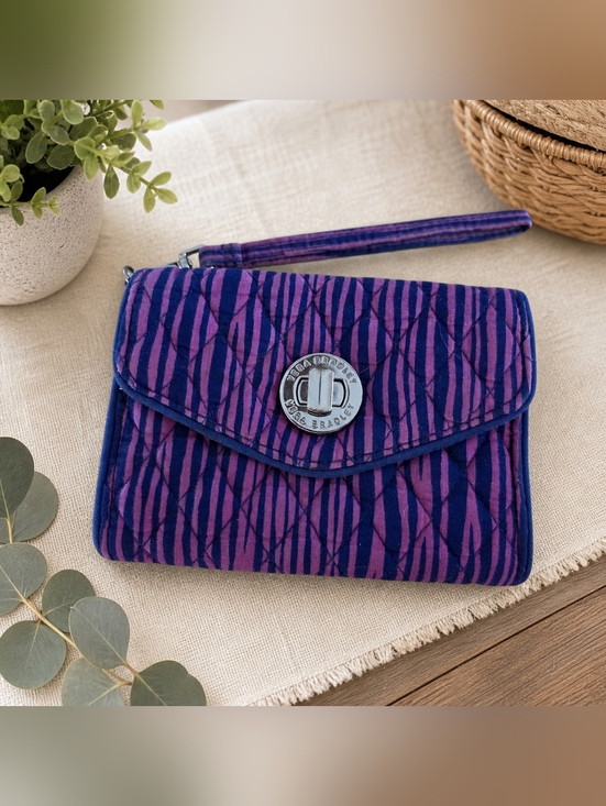 Vera Bradley Handbags - Vera Bradley Quilted Wristlet Wallet Purple Pink EUC Silver Hardware